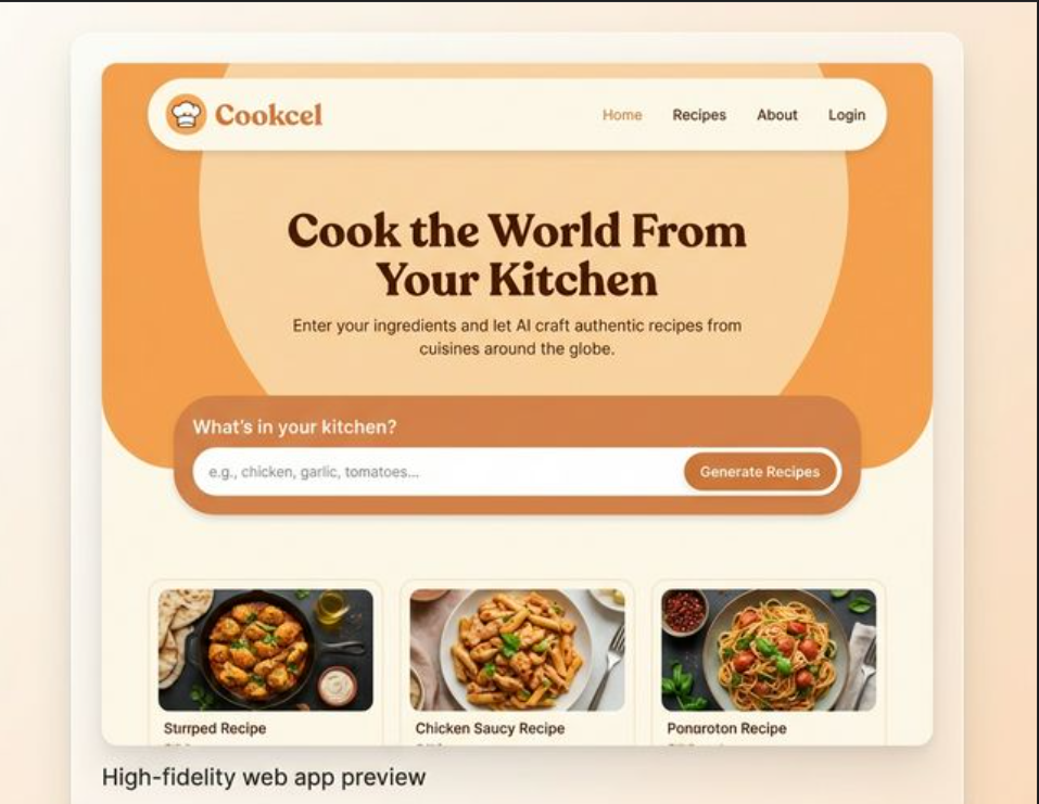 Cookcel AI Recipe App Preview